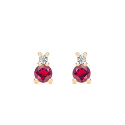 Greenwich Solitaire Ruby & Diamond Earrings in 14k Gold (July)