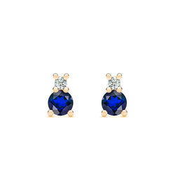 Greenwich Solitaire Sapphire & Diamond Earrings in 14k Gold (September)