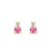 Pair of 14k yellow gold Greenwich 1 Birthstone earrings each featuring one 4 mm pink tourmaline and one 2.1 mm diamond