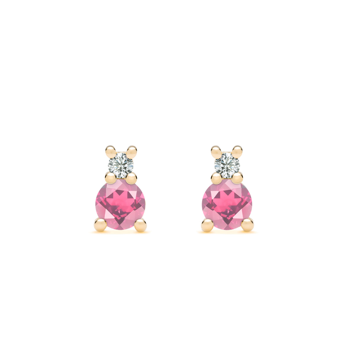 2.00 carat Pink Tourmaline Gemstone Stud Earrings 14K Gold Round Cut  (Pink/) – Glitz Design