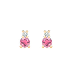 Greenwich 1 Pink Tourmaline & Diamond Earrings in 14k Gold (October)