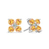 Pair of 14k white gold Greenwich 4 Birthstone earrings each featuring four 4 mm citrines and one 2.1 mm diamond