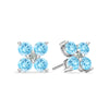 Pair of 14k gold Greenwich 4 Birthstone earrings each featuring four 4 mm Nantucket blue topaz and one 2.1 mm diamond