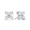 Pair of 14k white gold Greenwich 4 Birthstone earrings each featuring four 4 mm white topaz and one 2.1 mm diamond