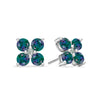 Pair of 14k white gold Greenwich 4 Birthstone earrings each featuring four 4 mm alexandrites and one 2.1 mm diamond