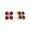 Pair of 14k yellow gold Greenwich 4 Birthstone earrings each featuring four 4 mm garnets and one 2.1 mm diamond