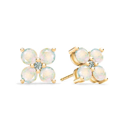 Greenwich 4 Opal & Diamond Earrings in 14k Gold (October)