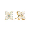 Pair of 14k yellow gold Greenwich 4 Birthstone earrings each featuring four 4 mm opals and one 2.1 mm diamond