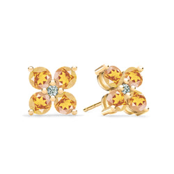 Greenwich 4 Citrine & Diamond Earrings in 14k Gold (November)