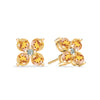 Pair of 14k yellow gold Greenwich 4 Birthstone earrings each featuring four 4 mm citrines and one 2.1 mm diamond