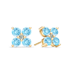 Greenwich 4 Nantucket Blue Topaz & Diamond Earrings in 14k Gold (December)