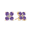 Pair of 14k yellow gold Greenwich 4 Birthstone earrings each featuring four 4 mm amethysts and one 2.1 mm diamond