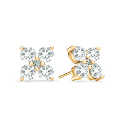 Greenwich 4 White Topaz & Diamond Earrings in 14k Gold (April)