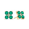 Pair of 14k yellow gold Greenwich 4 Birthstone earrings each featuring four 4 mm emeralds and one 2.1 mm diamond