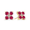Pair of 14k yellow gold Greenwich 4 Birthstone earrings each featuring four 4 mm rubies and one 2.1 mm diamond