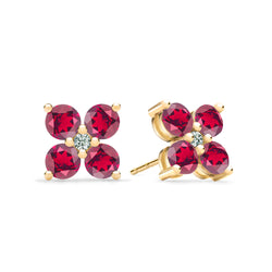 Greenwich 4 Ruby & Diamond Earrings in 14k Gold (July)
