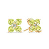 Pair of 14k yellow gold Greenwich 4 Birthstone earrings each featuring four 4 mm peridots and one 2.1 mm diamond
