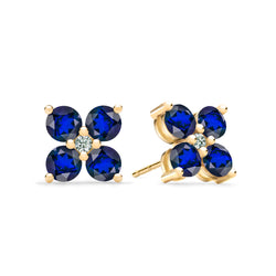 Greenwich 4 Sapphire & Diamond Earrings in 14k Gold (September)