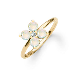 Greenwich 4 Opal & Diamond Ring in 14k Gold (October)