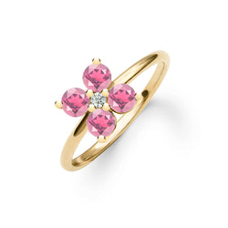Greenwich 4 Pink Tourmaline & Diamond Ring in 14k Gold (October)