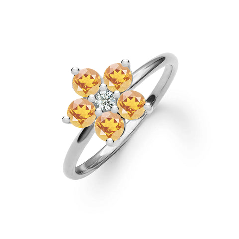 Womens Genuine Yellow Citrine 18K Gold Over Silver Flower 3-Stone Cocktail  Ring - JCPenney
