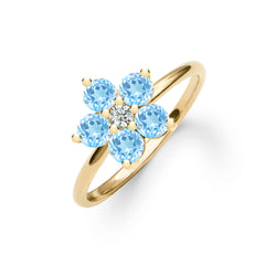 Greenwich Flower Nantucket Blue Topaz & Diamond Ring in 14k Gold (December)