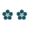 Pair of 14k yellow gold Greenwich 5 Birthstone earrings each featuring five 4 mm alexandrites and one 2.1 mm diamond