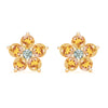 Pair of 14k yellow gold Greenwich 5 Birthstone earrings each featuring five 4 mm citrines and one 2.1 mm diamond
