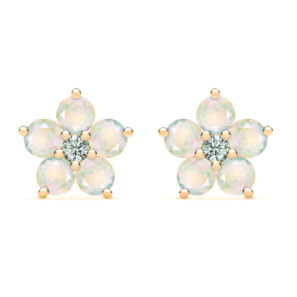 Opal Diamond Cluster Stud Earrings 9ct Gold 1.60ct Opal - Etsy