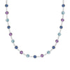 Hope Newport necklace featuring 19 alternating 4 mm amethysts, Nantucket blue topaz and sapphires bezel set in 14k white gold
