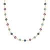 Hope Newport necklace featuring 19 alternating 4 mm amethysts, Nantucket blue topaz and sapphires bezel set in 14k gold
