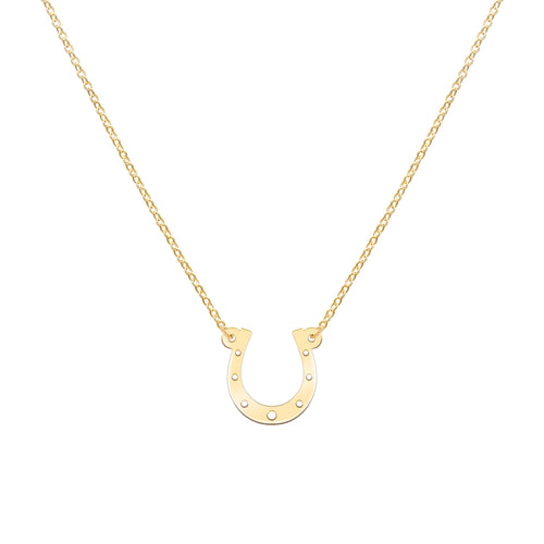 Large Flat Horseshoe Necklace in 14k Gold