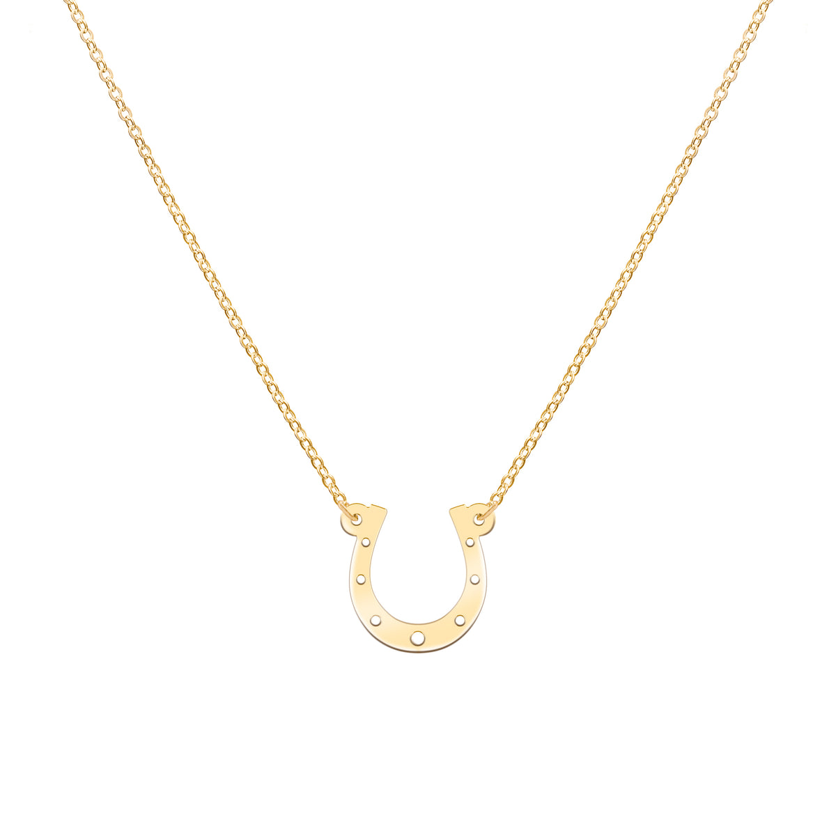 Equestrian-Lucky You Horseshoe Necklace-14k gold. Half filled with diamonds