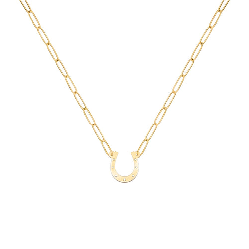 Small Horseshoe Adelaide Mini Necklace in 14k Gold