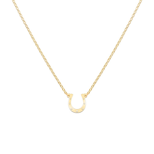 Small Flat Horseshoe Necklace in 14k Gold