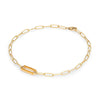 14k yellow gold Adelaide paperclip chain bracelet featuring one link encrusted with 1.5 mm pavé citrines - angled view