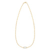 14k yellow gold Adelaide paperclip chain necklace featuring one link encrusted with 1.5 mm pavé alexandrites
