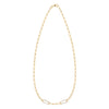 14k yellow gold Adelaide paperclip chain necklace featuring two links encrusted with 1.5 mm pavé white topaz