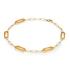 14k yellow gold Adelaide paperclip chain bracelet featuring five links encrusted with 1.5 mm pavé citrines - angled view
