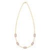 14k yellow gold Adelaide paperclip chain necklace featuring five links encrusted with 1.5 mm pavé garnets