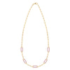 14k yellow gold Adelaide paperclip chain necklace featuring five links encrusted with 1.5 mm pavé pink sapphires