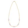 14k yellow gold Adelaide paperclip chain necklace featuring five links encrusted with 1.5 mm pavé amethysts