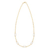 14k yellow gold Adelaide paperclip chain necklace featuring five links encrusted with 1.5 mm pavé white topaz