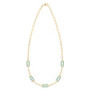 14k yellow gold Adelaide paperclip chain necklace featuring five links encrusted with 1.5 mm pavé emeralds