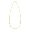 14k yellow gold Adelaide paperclip chain necklace featuring five links encrusted with 1.5 mm pavé peridots