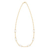 14k yellow gold Adelaide paperclip chain necklace featuring six links encrusted with 1.5 mm pavé white topaz
