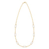 14k yellow gold Adelaide paperclip chain necklace featuring seven links encrusted with 1.5 mm pavé white topaz