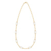 14k yellow gold Adelaide paperclip chain necklace featuring eight links encrusted with 1.5 mm pavé white topaz