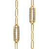 Pair of 14k yellow gold Adelaide paperclip chain pavé bracelets each featuring one alexandrite-encrusted link
