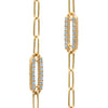 Pair of 14k yellow gold Adelaide paperclip chain pavé bracelets each featuring one Nantucket blue topaz-encrusted link